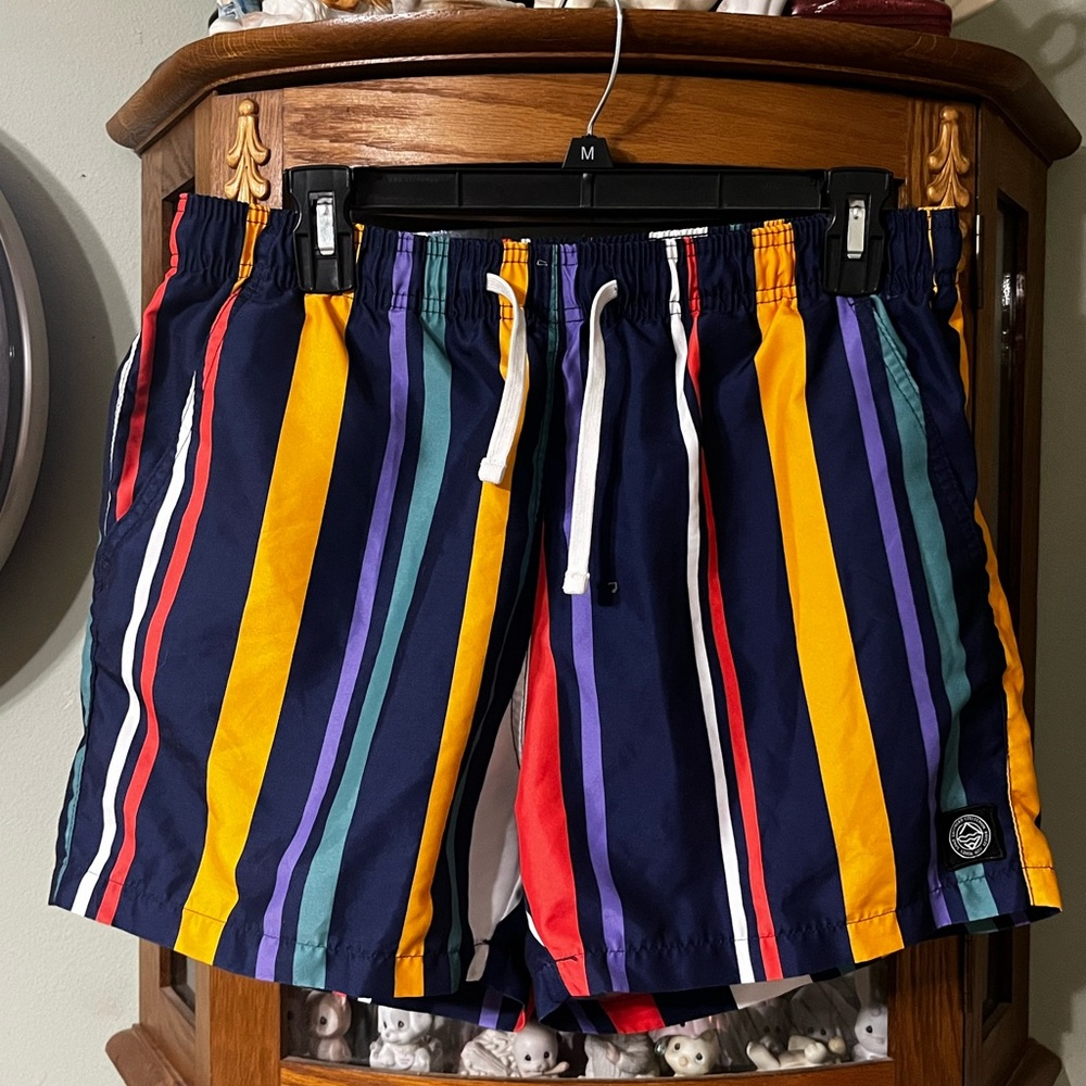Mens Bershka Striped Beach Outdoors Swim Shorts Trunks Large